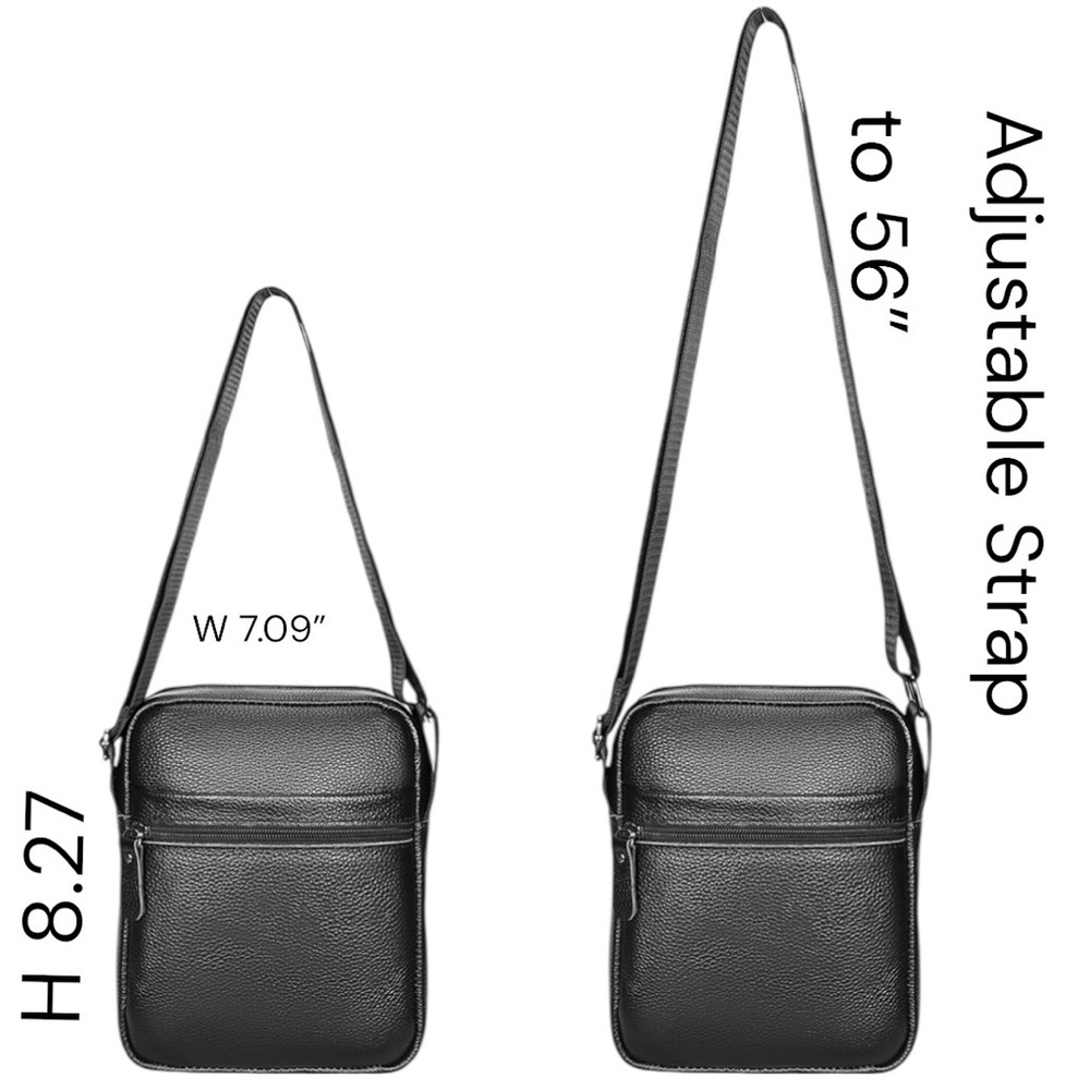 Leather Crossbody Bag Work Travel Casual Lightweight Black NWT Gorpcore - Picture 10 of 16